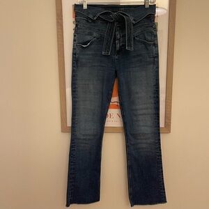 Women's Dark Wash Jeans with Tie Waist